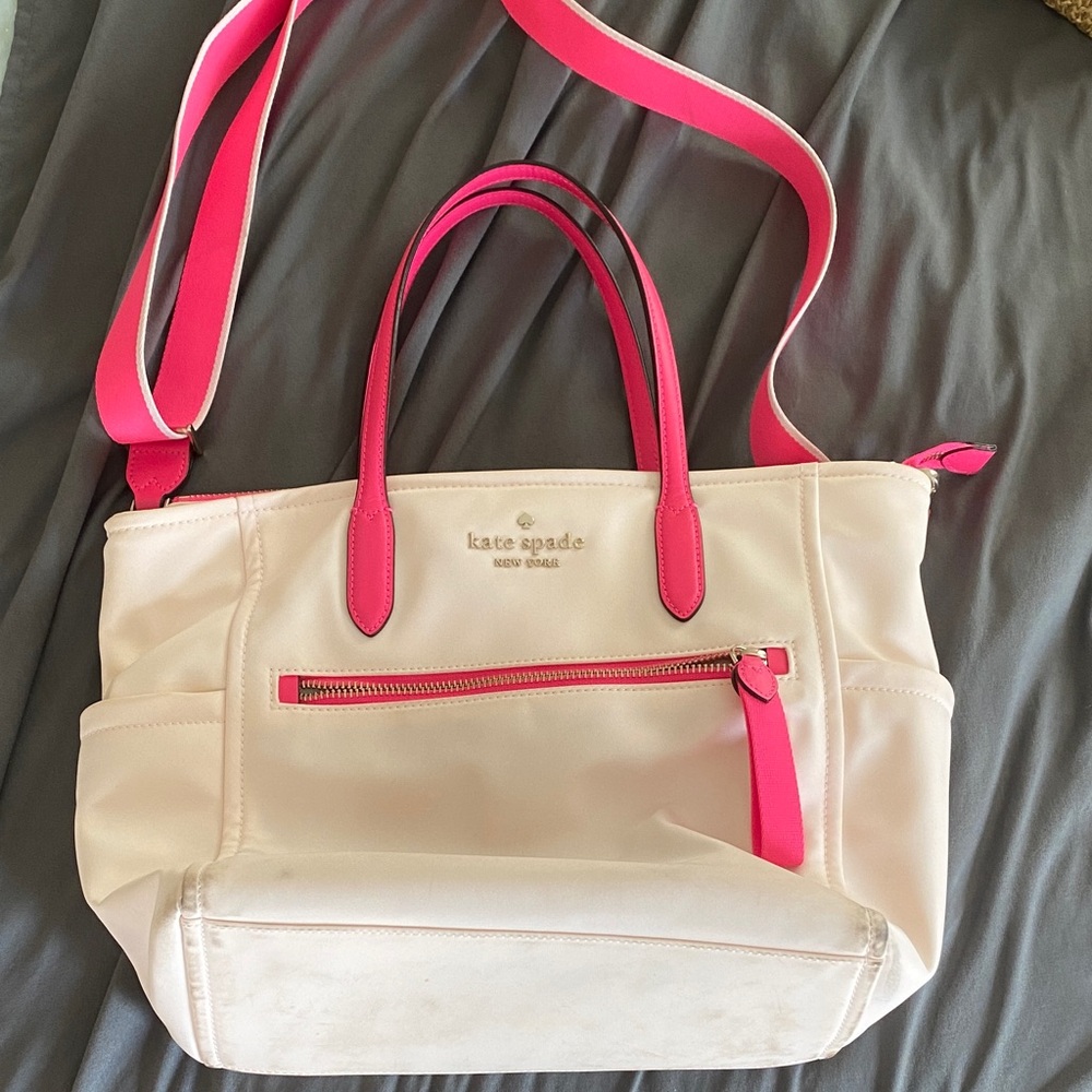 Kate Spade Vibrant Pink and Cream Tote